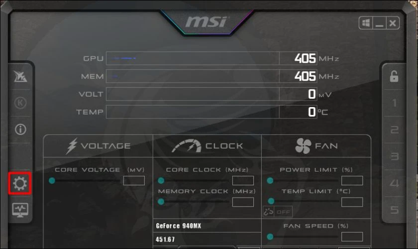 Công cụ MSI Afterburner