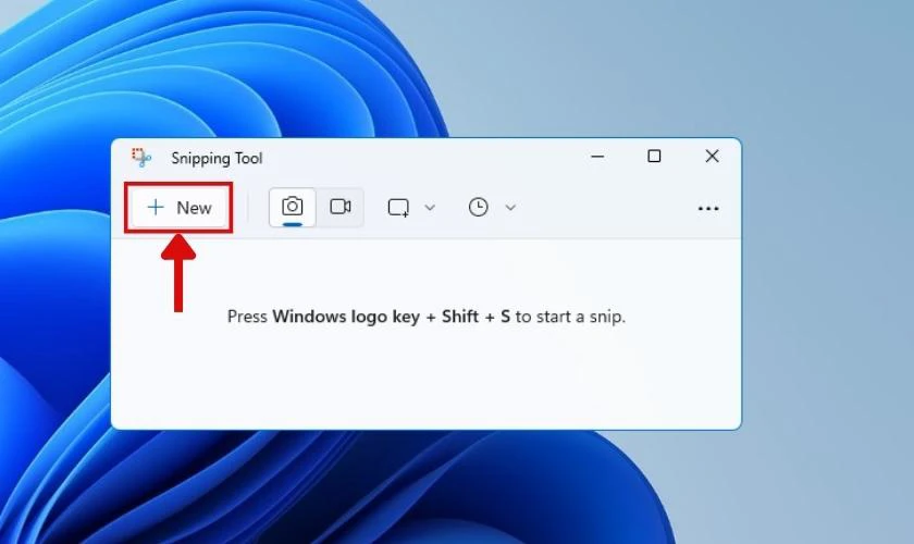 Nhấn vào New để tiến hành chụp hình win 11