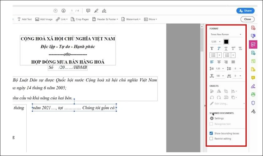 Thanh công cụ Adobe Acrobat Reader chỉnh sửa file PDF
