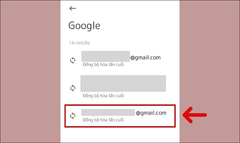 Chọn tài khoản Gmail mà bạn muốn xóa đi