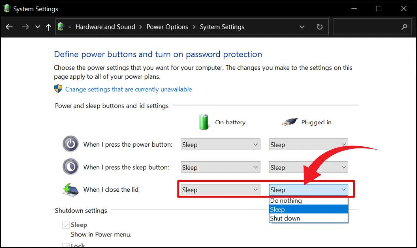 Cách tắt chế độ gập màn hình laptop mà không tắt máy