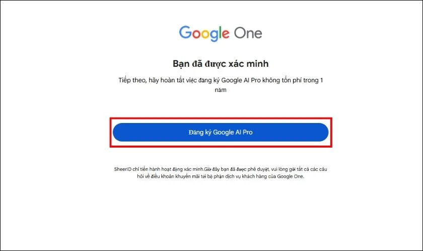Nhấn Đăng ký Google AI Pro