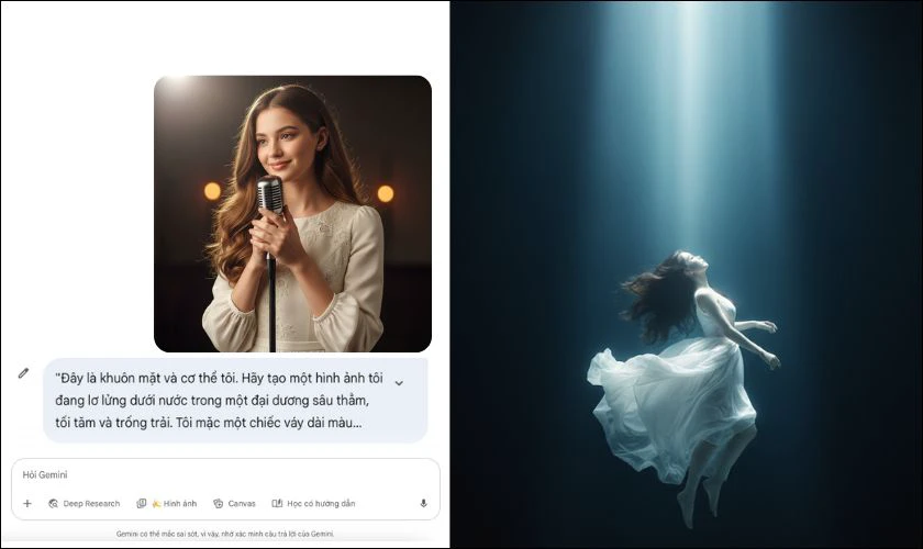 Câu lệnh ghép ảnh dưới nước trend Lội ngược dòng cho nữ