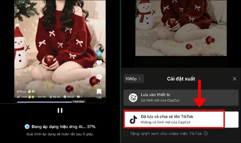 Đã lưu và chia sẻ sang TikTok