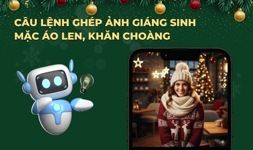 Câu lệnh ghép ảnh Giáng sinh mặc áo len