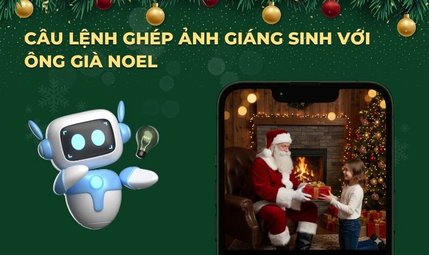 Câu lệnh ghép ảnh Giáng sinh với ông già Noel