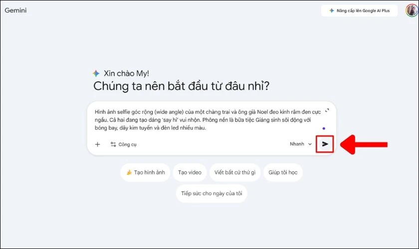 Nhấn Enter hoặc nhấn biểu tượng gửi