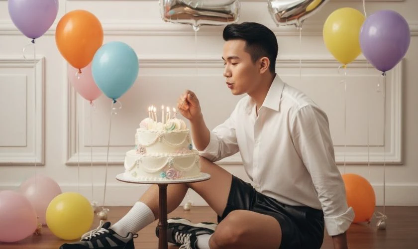 Câu lệnh ghép ảnh sinh nhật trên Gemini cho nam