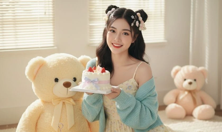 Câu lệnh ghép ảnh sinh nhật trên Gemini cho nữ