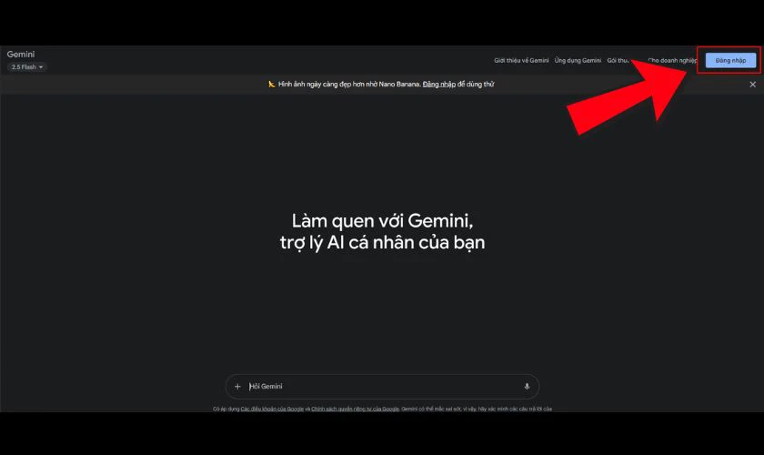 Truy cập và đăng nhập vào Gemini