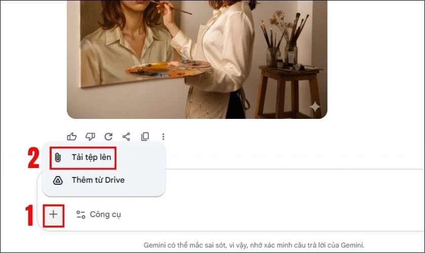 Chọn dấu cộng và chọn vào Tải tệp lên
