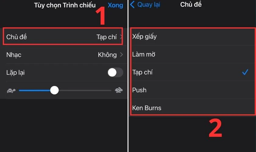 Tùy chọn chủ đề để ghép video trên iPhone