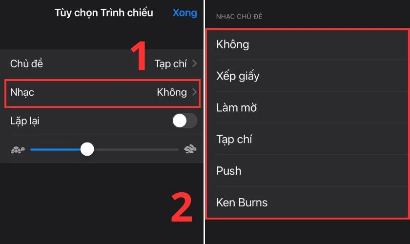 Tùy chọn nhạc để ghép video trên iPhone