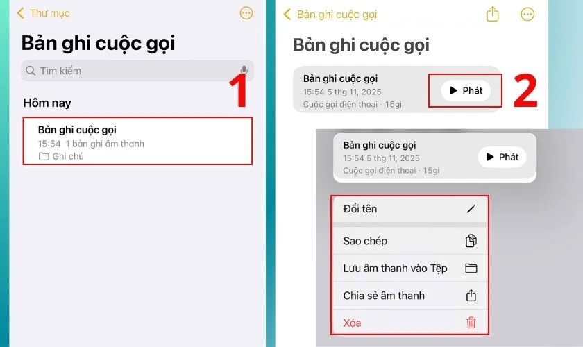 Cách nghe lại ghi âm cuộc gọi iOS 18.7