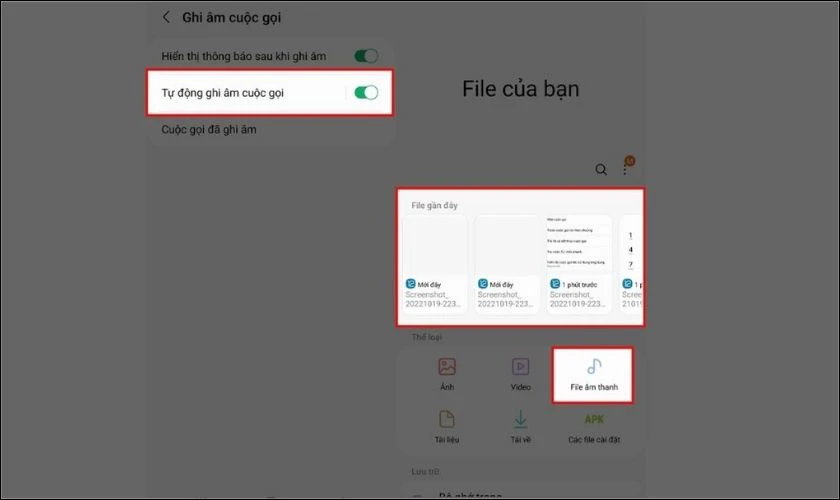 File ghi âm được tự động được lưu vào ứng dụng Ghi âm