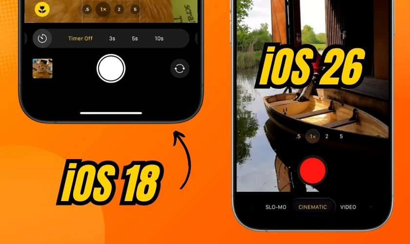 Thay đổi về bố cục nút chụp, thanh công cụ