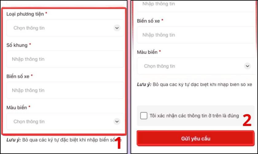 Thông tin phương tiện hiển thị sai