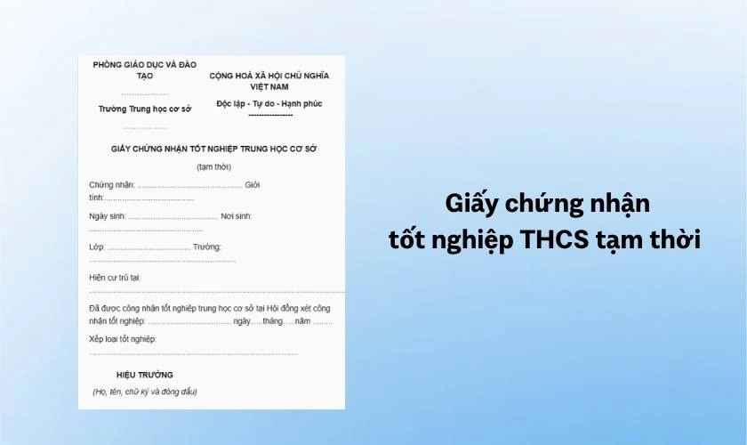 Giấy chứng nhận tốt nghiệp THCS tạm thời