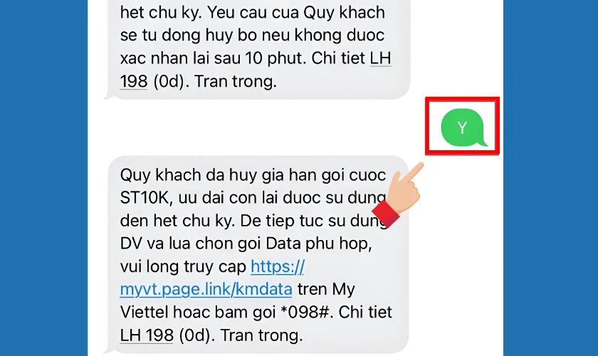 Nếu có yêu cầu xác nhận, tiếp tục soạn: Y gửi 999