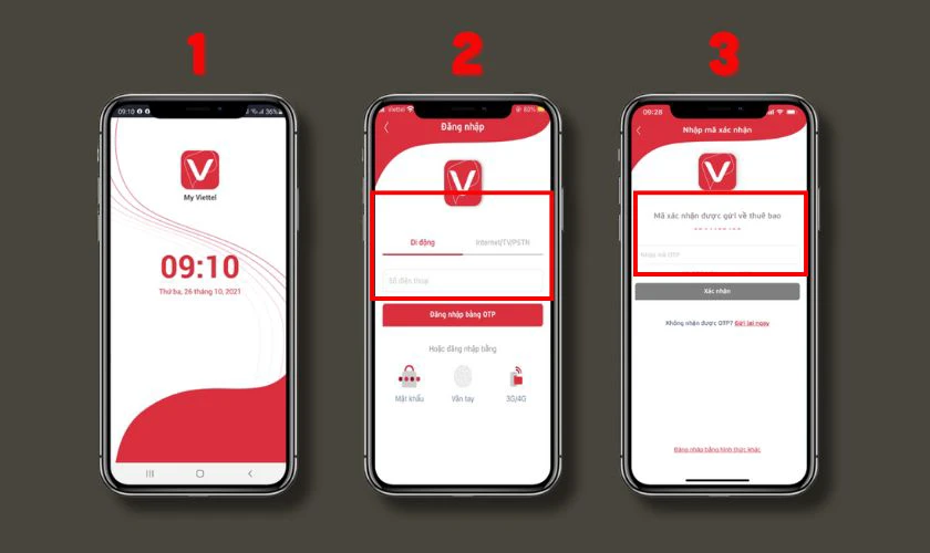 Mở ứng dụng My Viettel và đăng nhập tài khoản bằng số điện thoại