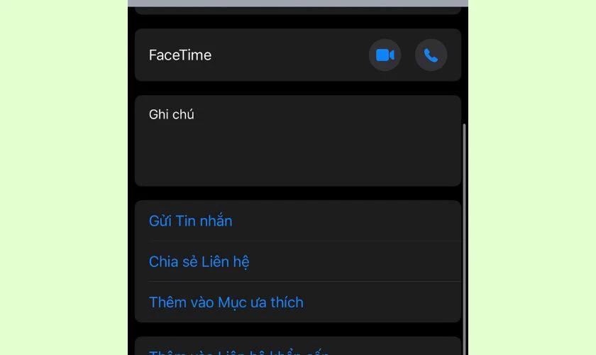 Khi nhấn vào số liên lạc, bạn sẽ thấy tùy chọn gọi FaceTime