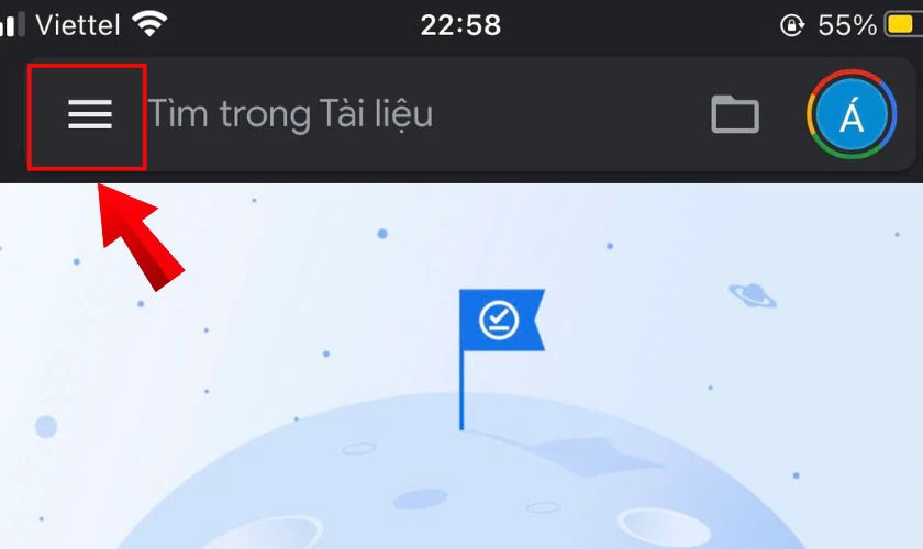 Nhấn vào biểu tượng ba gạch ngang