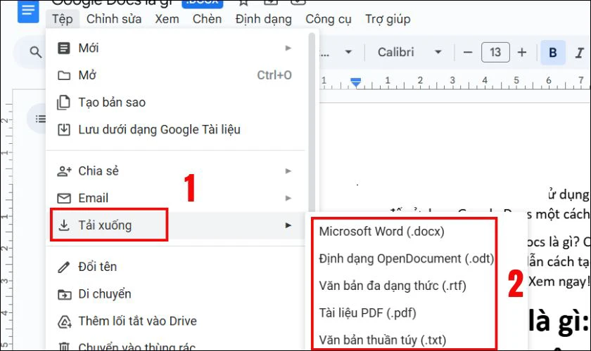 Cách tải tài liệu trên Google Docs về máy tính
