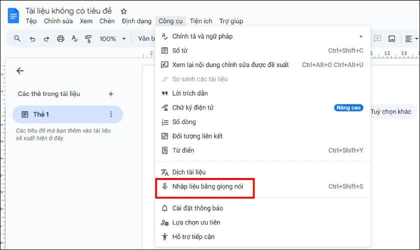 Dùng giọng nói để nhập văn bản trên Google Docs