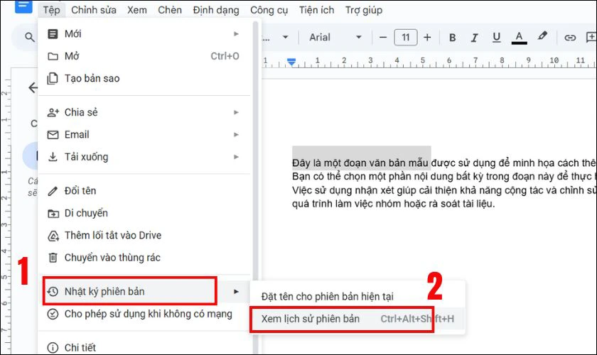 Kiểm tra lịch sử hoạt động của tệp tin