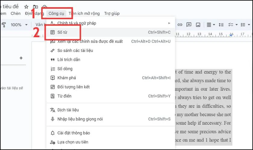 Sử dụng tính năng đếm số trang và ký tự của Google Docs như thế nào?