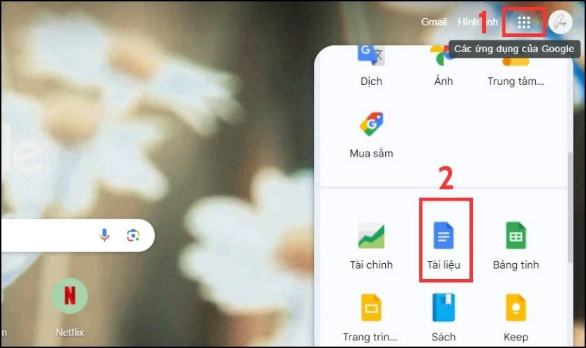 Bạn chọn vào Các ứng dụng của Google