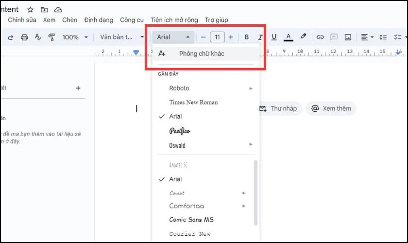 Tạo mở rộng lựa chọn font chữ trên google docs như thế nào