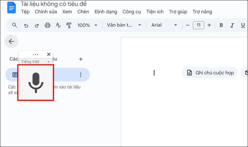 Nhấp vào biểu tượng micro để bắt đầu ghi âm