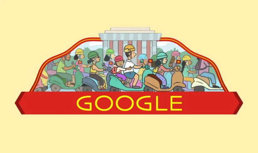 Doodle 2/9/2023 tái hiện khung cảnh đoàn người đang trở về quê hoặc đi du lịch