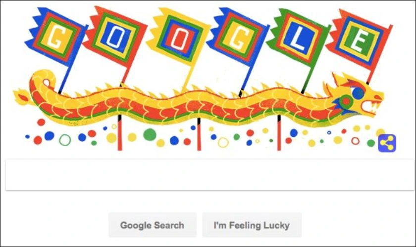 Google Doodle năm 2018 lấy hình ảnh con rồng ngũ sắc