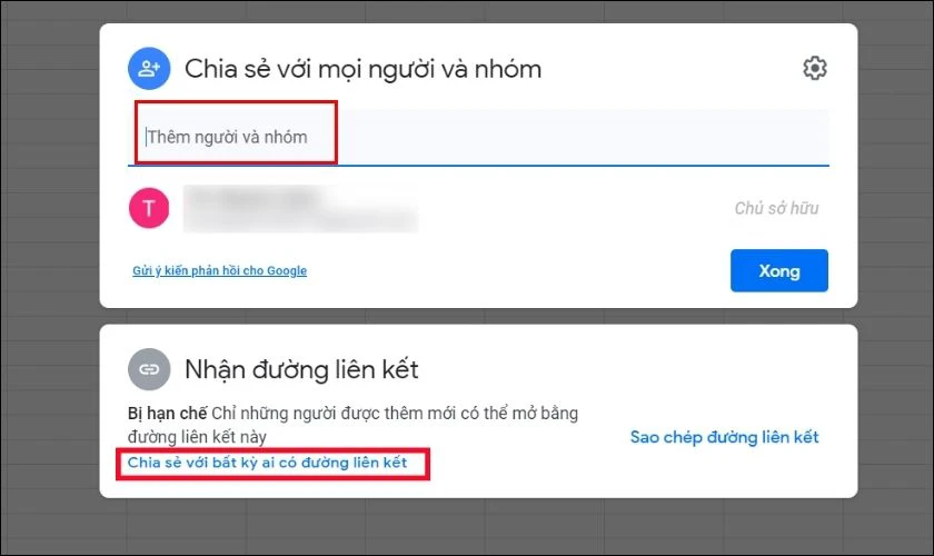 Bạn chọn vào mục Chia sẻ với bất kỳ ai có đường liên kết