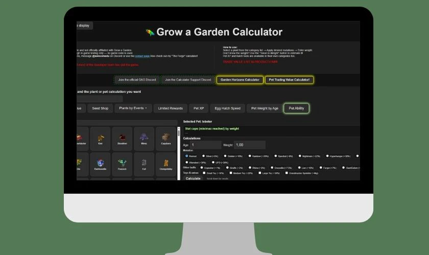 Grow a Garden Calculator