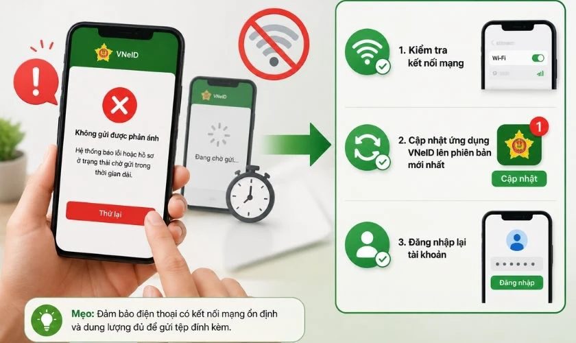 Không gửi được phản ánh vi phạm an toàn giao thông