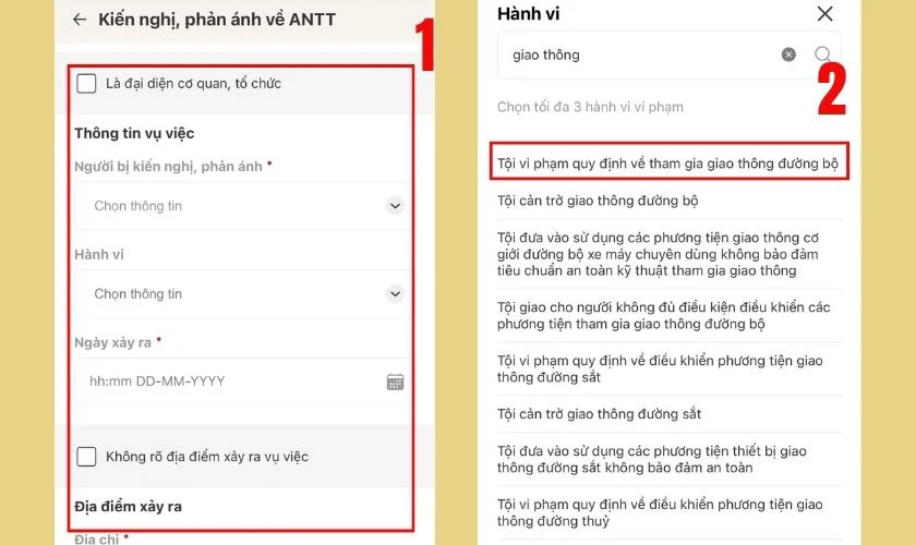 Nhập nội dung phản ánh vi phạm