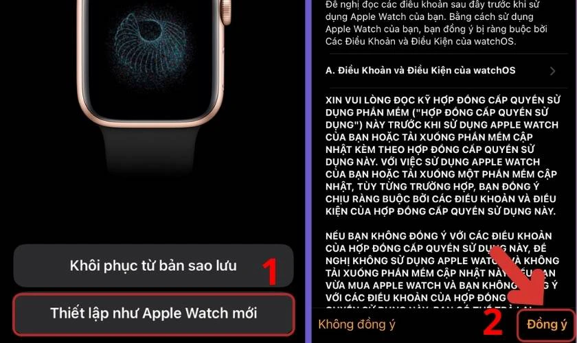 Chọn mục Thiết lập như Apple Watch mới