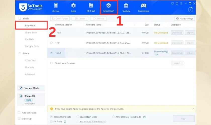 Hướng dẫn hạ iOS 16 xuống 15 bằng 3utools đơn giản