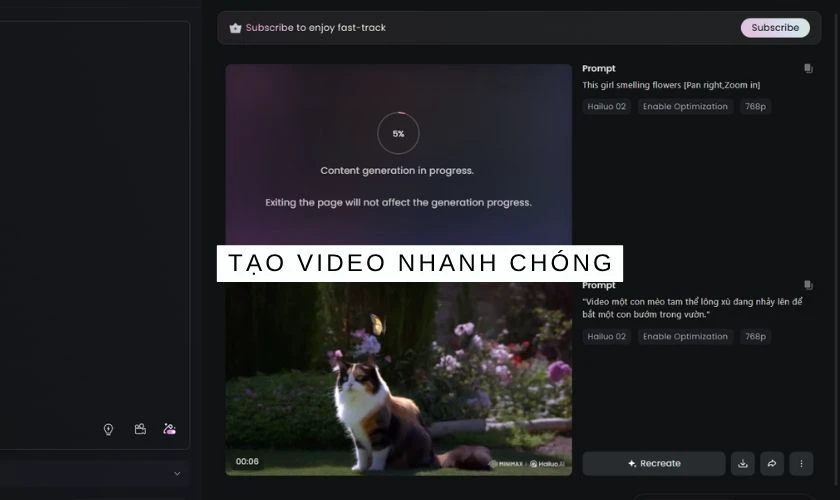 Ưu điểm của Hailuo AI - Tạo video nhanh, tiết kiệm thời gian