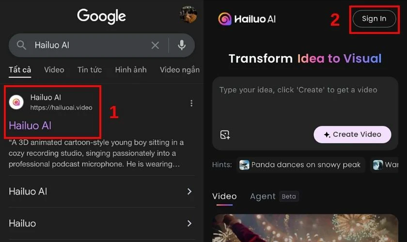 Đăng nhập Hailuo AI