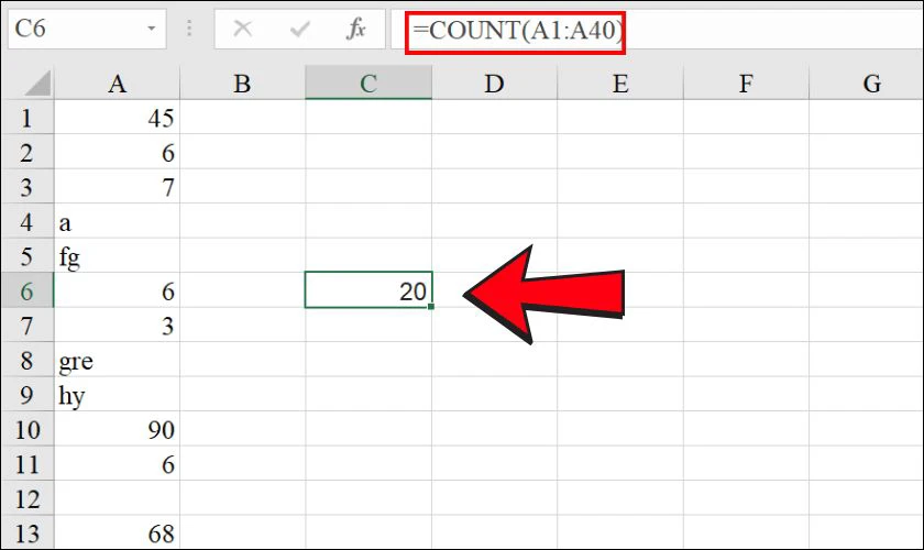 Hàm COUNT đếm số lần xuất hiện trong Excel