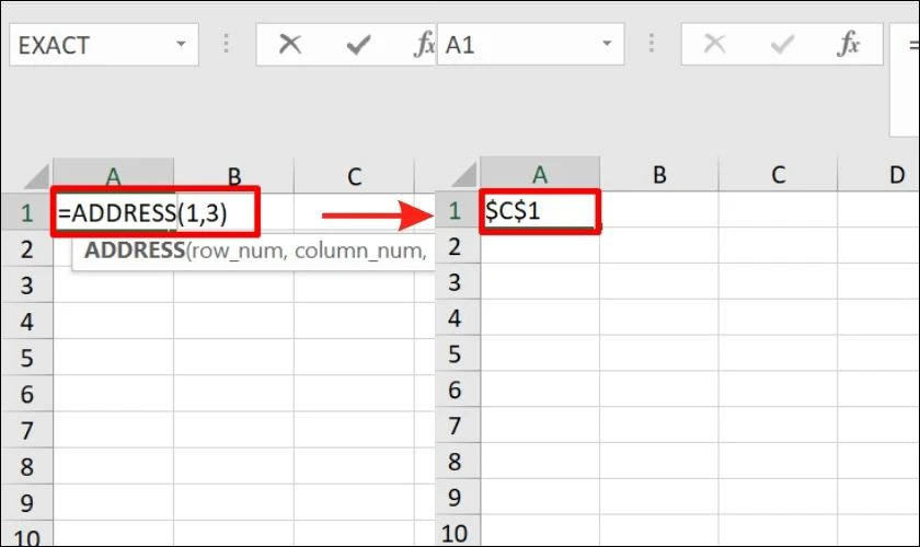 Kết hợp hàm INDIRECT với hàm ADDRESS