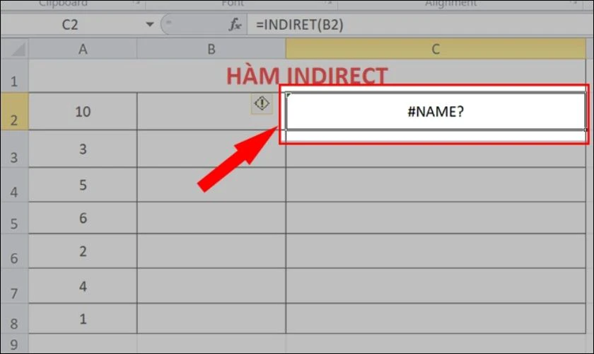 Lỗi Lỗi #NAME? gặp khi sử dụng hàm INDIRECT