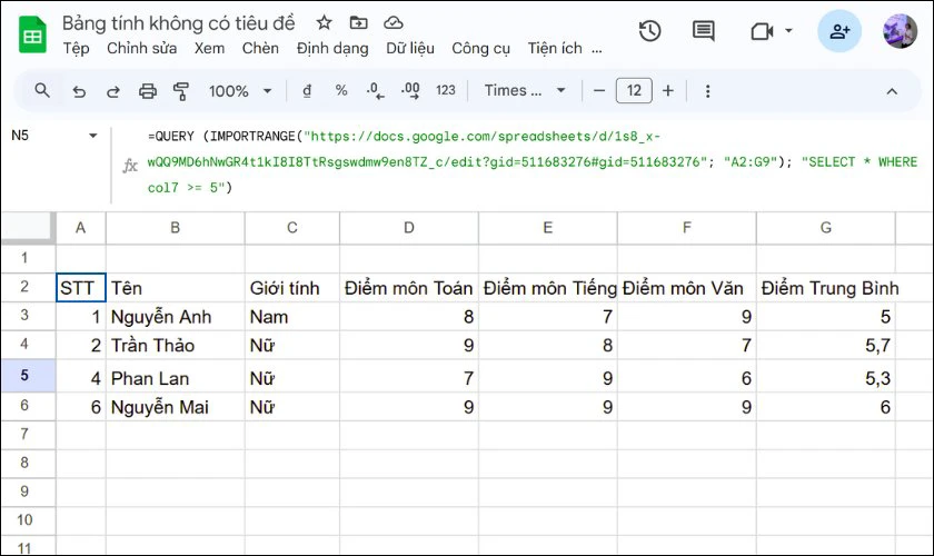 Cách sử dụng Hàm Query trong GG Sheet với hàm Importrange