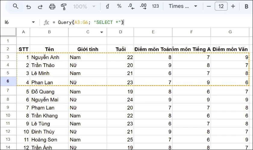 Cách sử dụng Hàm Query trong GG Sheet đơn giản nhất