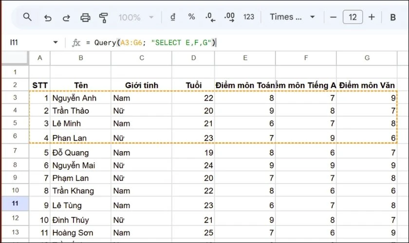 Cách sử dụng Hàm Query trong GG Sheet đơn giản