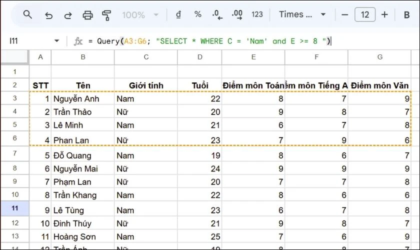 Trường hợp sử dụng nhiều điều kiện